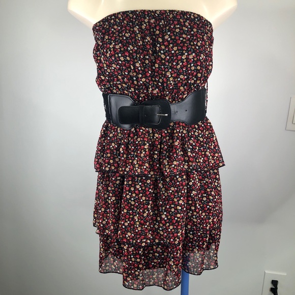 Gold Drama Dresses & Skirts - Flowy Dress/OR Top Boho Floral belted tiered  L